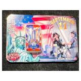 1 TROY OZ .999 FINE SILVER 9/11 BAR IN CARD