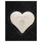 1 TROY OZ .999 FINE SILVER HEART SHAPED GEIGER BAR
