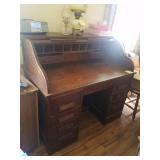 Oak S Curve Rolltop Desk. (Desk Only) 45" x 48" x 29.5"
