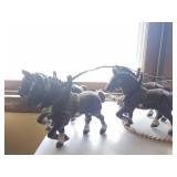 Cast Iron Team of Clydesdales and Beer Wagon