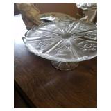 2- Glass Cake Plates and 2 Tier Tray
