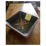 Rosemaled Square Wooden Bowl