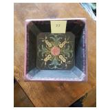 Rosemaled Square Wooden Bowl