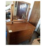 Oak Dresser with Mirror. 67" total x 42" x 20"