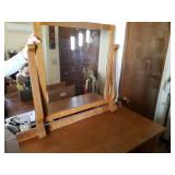 Oak Dresser with Mirror. 67" total x 42" x 20"