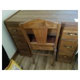 Vintage Desk and Chair. 29.5" x 37.5" x 18"