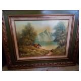 Vintage Oil 20" x 24", Handcrafted Bird Picture and Other
