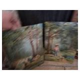 Vintage Oil 20" x 24", Handcrafted Bird Picture and Other