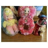 Vintage Doll, Dog and Bunny