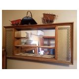 Retro Wall Shelf, 2 Vintage Platers and Basket