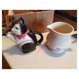 Lonberger Pitcher and Vintage Western Germany Cat Pitcher