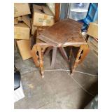Vintage Oak Coat Rack and Small Side Table