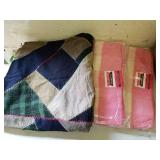 Vintage Crazy Quilt Throw and 2 Vintage Cannon Blankets