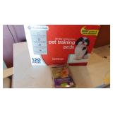 3/4 Full Box of Puppy Pads and Leash