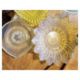 5 pieces of Vintage Glassware, Green Depression Glass Bowl-Should Glow