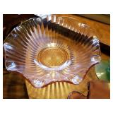 6 Pieces of Vintage Colored Glassware, Pink and Green Depression