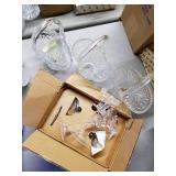 NOS Princess House Crystal, 3-Glass Baskets and 2 Sets of #038 Candleholders