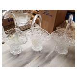 NOS Princess House Crystal, 3-Glass Baskets and 2 Sets of #038 Candleholders