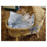 Vintage Wicker Doll Bassinet