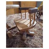 Wooden Doll Table & (2) Rolling Swivel Chairs