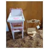 (2) Doll Furniture Pieces - High Chair & Swing