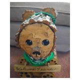 Small Rustic Wood Bear - "Welcome Friends"