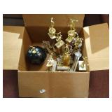 Box of Vintage Bowling Trophies