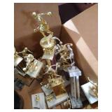 Box of Vintage Bowling Trophies