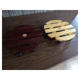 (2) Round Rolling Wooden Platforms