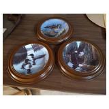(3) Decorative Bird Plates in Wooden Frames