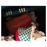 Tote of Blankets & Cloth Items