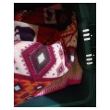 Tote of Blankets & Cloth Items