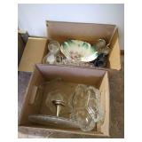 (2) Boxes of Glass Dishes - Cake Platter, Etc