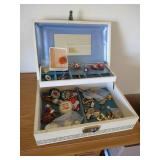 Jewelry Box With Contents - Mostly Pins