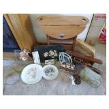 Wooden Table & Decor Lot