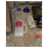 Large Misc Lot - Lamp, Pillar, Footstool, Glasses