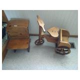 (2) Wooden Doll Items - School Desk & Tricycle
