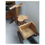 (2) Wooden Doll Items - School Desk & Tricycle
