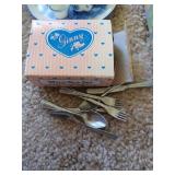 (3) Doll Tea Sets & Doll Silverware