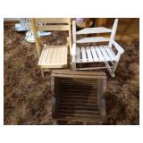 (3) Wooden Doll Pieces - Chairs, Etc