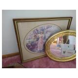 Misc. Lot - Mirror, Picture, Small Table, Pillows