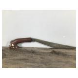 Hand Carved Gurkah Style Knife - Carved Handle & Sheath