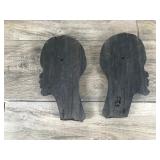 Vintage Hand Carved Wood African Tribal Wall Hanging Black Mid Century Art 3D Decor