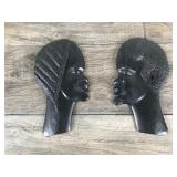 Vintage Hand Carved Wood African Tribal Wall Hanging Black Mid Century Art 3D Decor