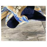 2 - Burlap Hand Bags with Knitting on Front