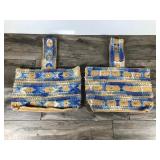 2 - Burlap Hand Bags with Knitting on Front