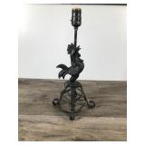 Vtg Cast Iron Base Rooster Lamp Country Farmhouse Black Metal Chicken