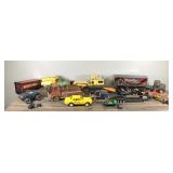 Lot of Toy Trucks - Semis / Trailers  -  Race Car - Grader & More