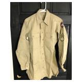 US Army Military Dress Shirt with 47th Viking Infantry Division Patch & E-6 Patch on Both Sleeves