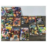 Lot of 18 Marvel Comic Books and 1 Sheet of Marvel Cards